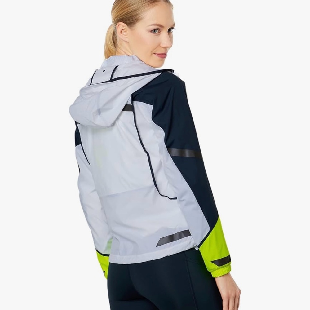 Brooks Run Visible Convertible Jacket White and Neon Yellow Small - Picture 2 of 5